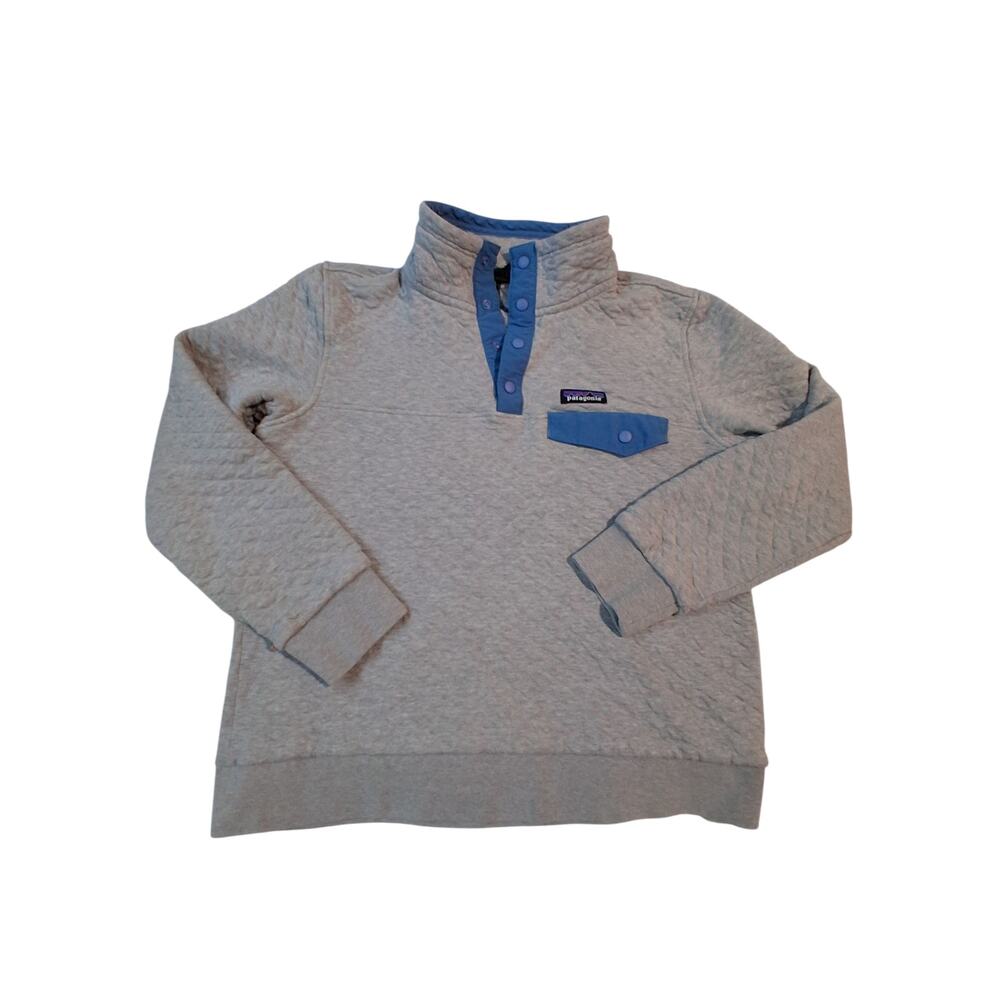 Patagonia Gray Quilted Pullover with Blue Accents